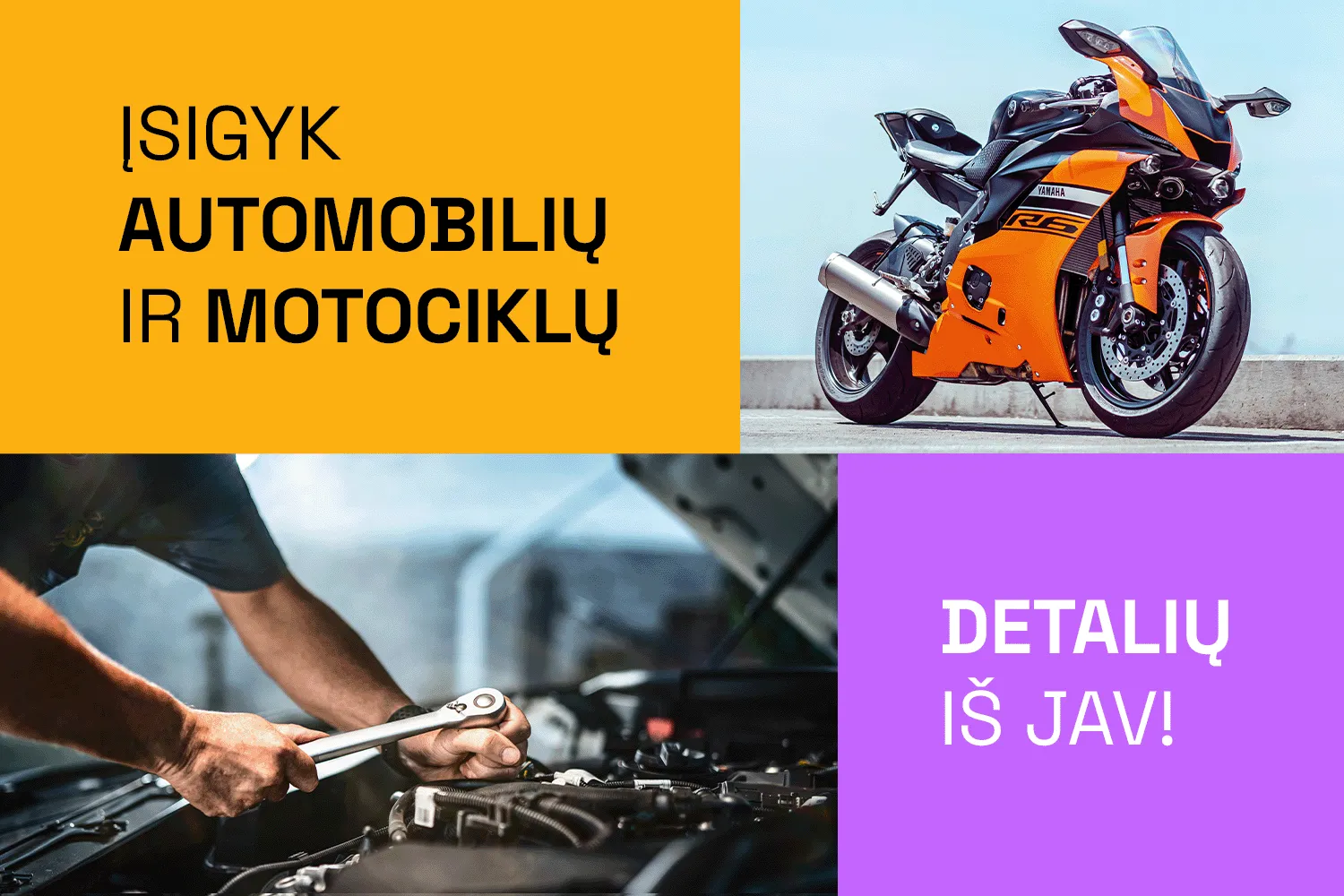 Automobilių ir motociklų dalys iš JAV pigiau!