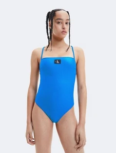 Calvin Klein CK Monogram Rib Square Neck One Piece Swimsuit