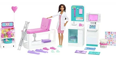 Barbie Barbie Fast Cast Clinic Doll & Playset Brunette Doctor Doll Furniture