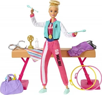 Barbie Barbie Gymnastics Playset With Doll And 15+ Accessories Twirling Gymnast Toy
