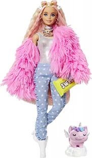 Barbie Barbie Extra Doll & Accessories With Pink-Streaked Blonde Crimped Hair In Fluffy Pink Coat