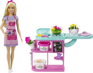 Barbie Barbie Florist Doll & Playset Flower-Making Station With Molds 3 Dough Colors
