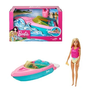 Barbie Barbie Doll And Boat Playset With Pet Puppy Life Vest