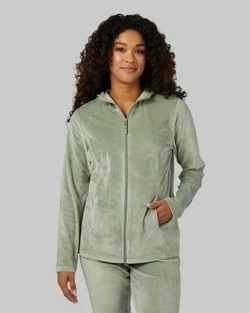 32 Degrees Women's Soft Velour Hooded Full-zip