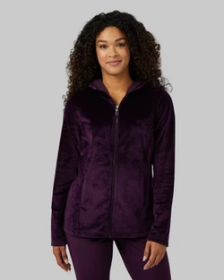 32 Degrees Women's Soft Velour Hooded Full-zip