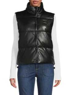 Karl Lagerfeld Faux Leather Puffer Vest