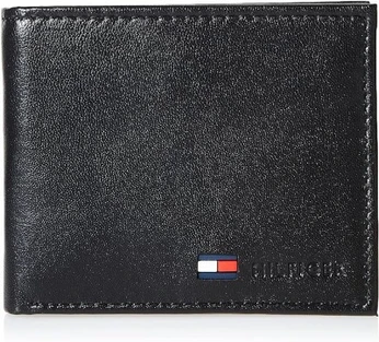 Tommy Hilfiger Men's Leather Slim Bifold Wallet with Coin Pocket