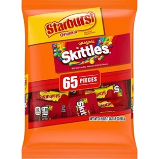 ‎Wrigley Skittles & Starburst Variety Pack Fun Size Chewy Candy Assortment 31.9 Oz (904.4g) 65 Pieces Bag