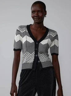 New York & Company Chevron Front Button Cardigan