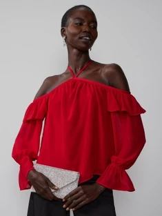 New York & Company Ruffled Off Shoulder Top