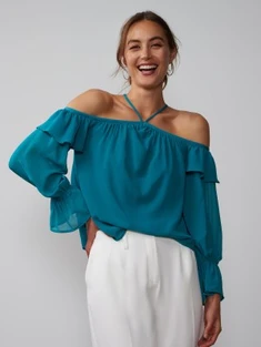 New York & Company Ruffled Off Shoulder Top
