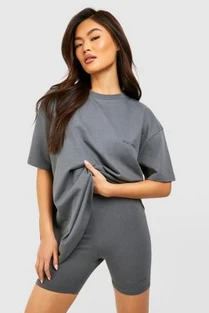 Boohoo Oversized T-shirt And Biker Short Set