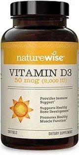 NatureWise Naturewise Vitamin D3 2000iu (50 Mcg) Healthy Muscle Function, And Immune Support, Non-gmo, Gluten Free In Cold-pressed Olive Oil, Packaging Vary (mini Softgel), 200 Count