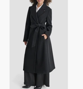 DKNY Tie Belt Long Coat