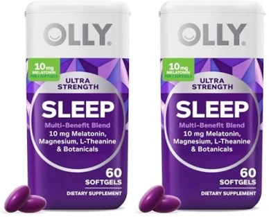 OLLY Ultra Strength Sleep Softgels 10Mg Melatonin L-Theanine Chamomile Magnesium Lemon Balm Supports Deep Restful Sleep Nighttime