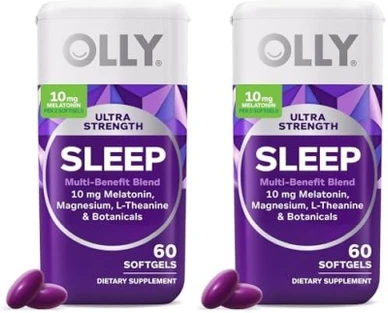 OLLY Ultra Strength Sleep Softgels 10Mg Melatonin L-Theanine Chamomile Magnesium Lemon Balm Supports Deep Restful Sleep Nighttime