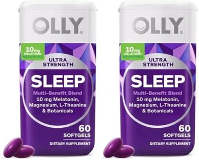 OLLY Ultra Strength Sleep Softgels 10Mg Melatonin L-Theanine Chamomile Magnesium Lemon Balm Supports Deep Restful Sleep Nighttime