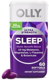 OLLY Ultra Strength Sleep Softgels 10Mg Melatonin L-Theanine Chamomile Magnesium Lemon Balm Supports Deep Restful Sleep Nighttime