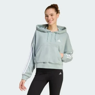 Adidas Women's Essentials 3-stripes French Terry Quarter-zip Hoodie