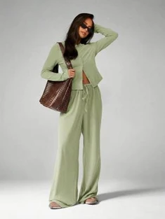 MISSGUIDED Button Up Cardigan With Wide Leg Pants