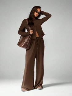 MISSGUIDED Button Up Cardigan With Wide Leg Pants
