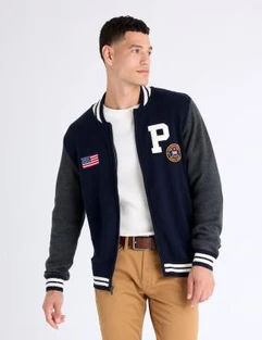 U.S. Polo Assn. Full Zip Patch Varsity Sweater