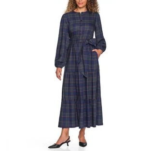 LAND'S END Women's Flannel Tiered Maxi Dress