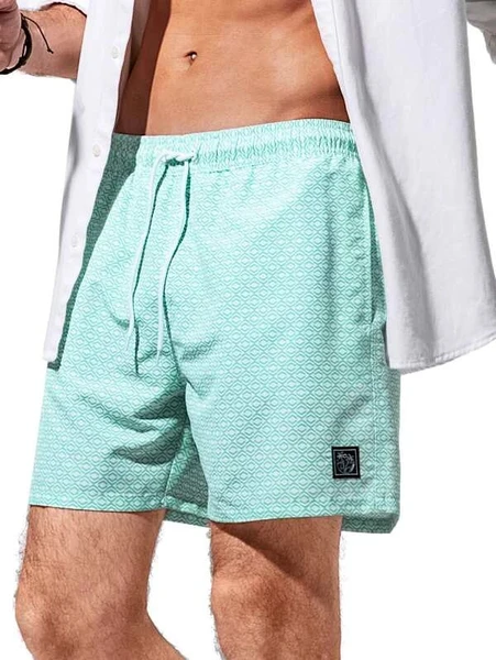Shein Men Allover Geo Print Drawstring Waist Swim Trunks