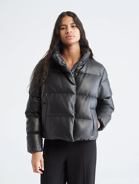Calvin Klein Faux Leather Puffer Jacket