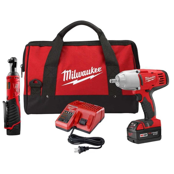Milwaukee 2663-22RH M18 Cordless 1/2 in. Impact Wrench Kit with M12 Ratchet