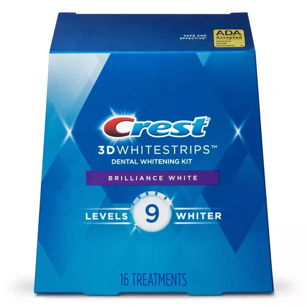 Crest No Slip Whitestrips Brilliance White Teeth Whitening Kit with Hydrogen Peroxide, 16 Treatments