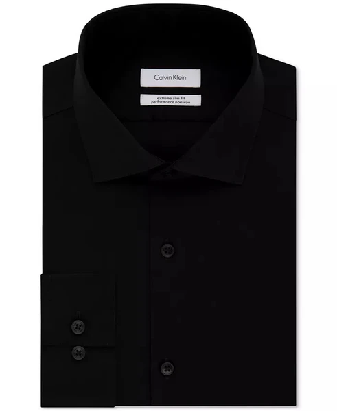 Calvin Klein Men's Steel Extra-Slim Fit Non-Iron Performance Herringbone Dress Shirt