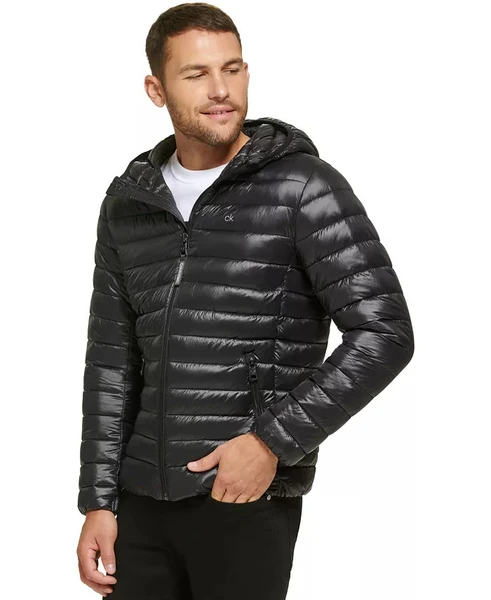 Packable Down Puffer Calvin Klein Men's Hooded Puffer Coat