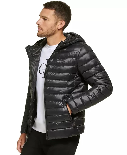 Calvin Klein Men's Hooded Quilted Packable Jacket