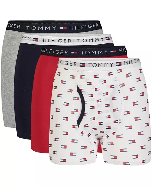 Tommy Hilfiger Big Boys Flag Boxer Briefs, Pack Of 4