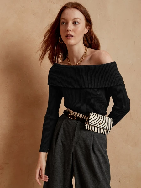 Banana Republic Ribbed Off-Shoulder Sweater