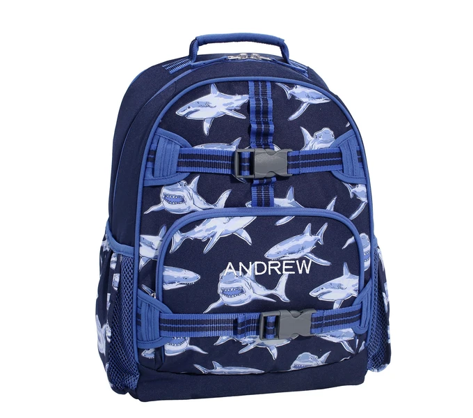 Pottery Barn Kids Mackenzie Blue Sharks Glow-in-the-Dark Backpacks, Large
