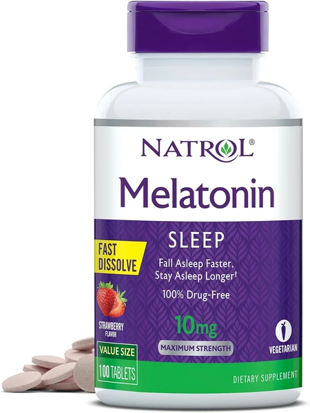 Natrol Melatonin 10mg, Strawberry-Flavored, 100 Day Supply