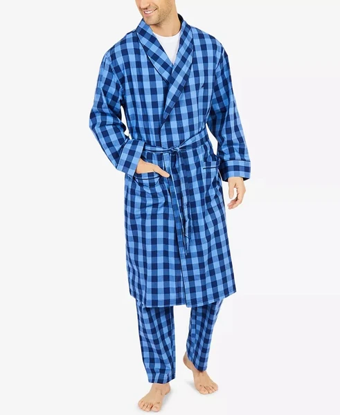 Nautica Men's Buffalo Plaid Shawl-Collar Cotton Robe