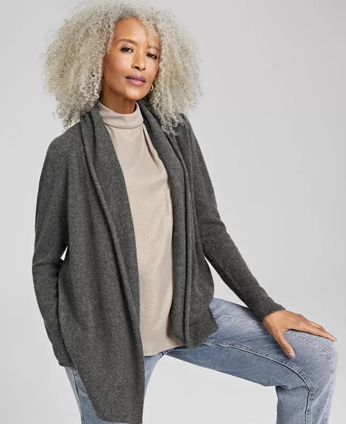Charter Club Women's 100% Cashmere Open-Front Cardigan