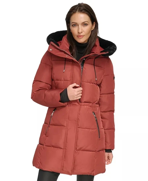 DKNY Women's Faux-Fur-Trim Hooded Anorak Puffer Coat