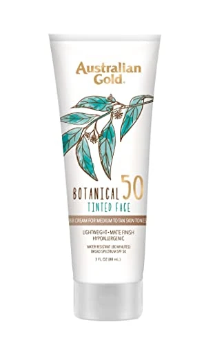 AUSGJ Australian Gold Botanical Spf 50 Tinted Sunscreen For Face Non-Chemical Bb Cream & Mineral Sunscreen Water-Resistant Matte Finish