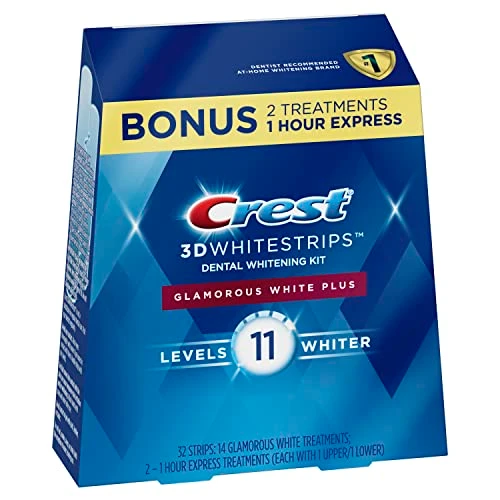  Crest 3D Whitestrips Glamorous White Teeth Whitening Strip Kit 32 Strips (16 Count Pack) -Packaging May Vary