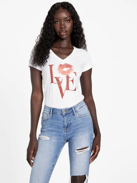 GUESS Eco Cece Love V-Neck Tee