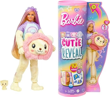 Barbie Cutie Reveal Doll & Accessories, Poodle Plush Costume & 10 Surprises Including Color Change, “Star” Cozy Cute Tees