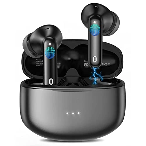 XIAOWTEK A40 Pro Wireless Earbuds 50Hrs Playtime Bluetooth Earbuds Built In Noise Cancellation Mic With Charging Case