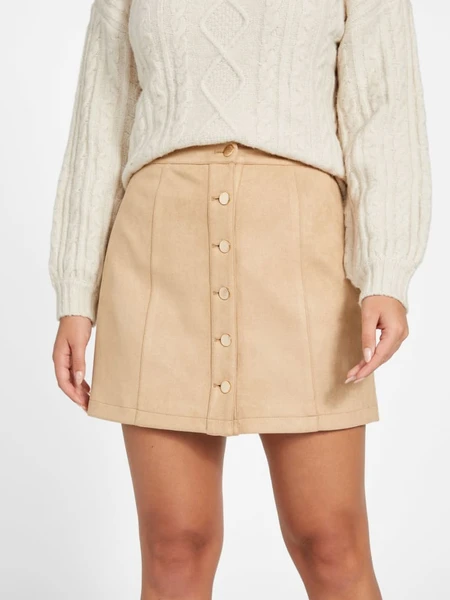 GUESS Erika Faux-Suede Button Skirt
