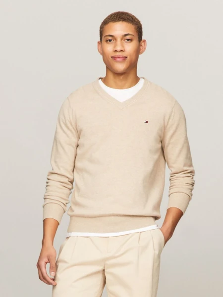 Tommy Hilfiger Flag Logo V-Neck Sweater