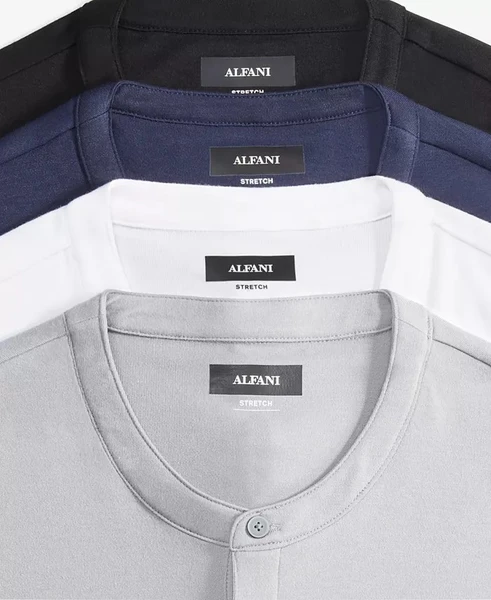 T-shirt Homme Alfani Henley Manches Longues - Vert Sauge - Taille M - Stretch - Neuf Avec étiquette