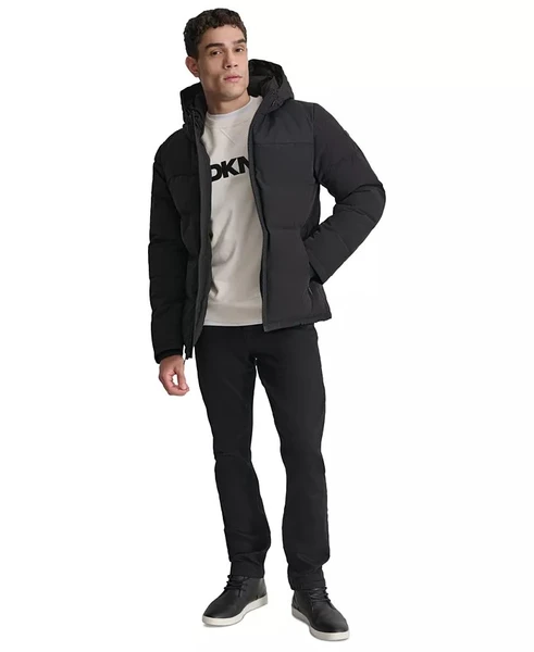 DKNY Men's Mixed-Media Puffer Coat